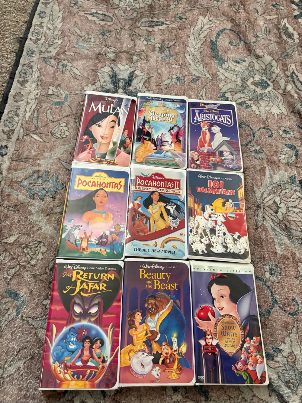 9 Disney VHS Bundle Snow White Dalmations Pocahontas Mulan Sleeping Beauty